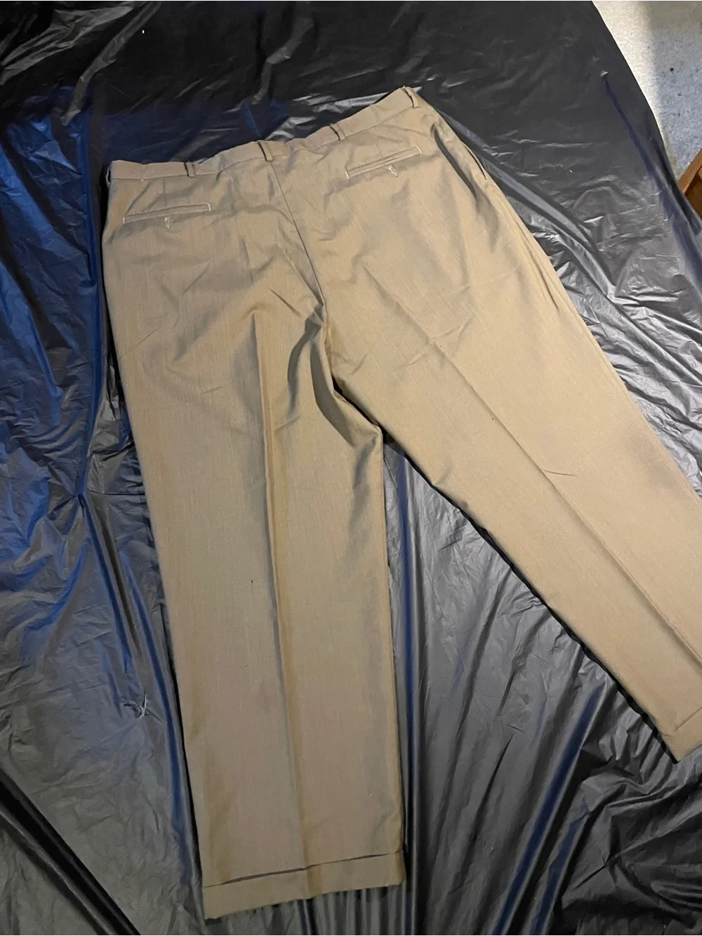 Lands End Mens Pleated Dress Trousers Olive Khaki 44 Regular